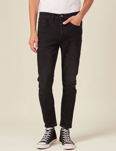 Jeans tapered 5 poches denim noir homme