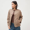 Veste oversize manches longues doubl&eacute;e taupe femme