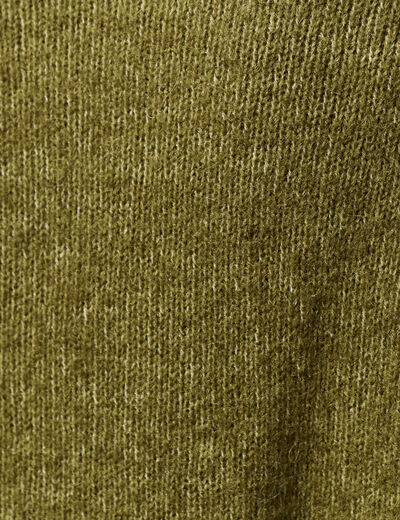 Pull col rond manches longues vert kaki femme