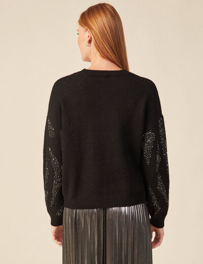 Pull éco-responsable sequins noir femme