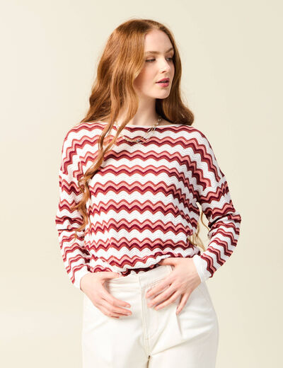 Pull manches longues vieux rose femme