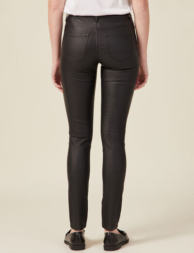Tregging skinny denim noir enduit femme