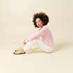 Gilet col rond rose clair femme