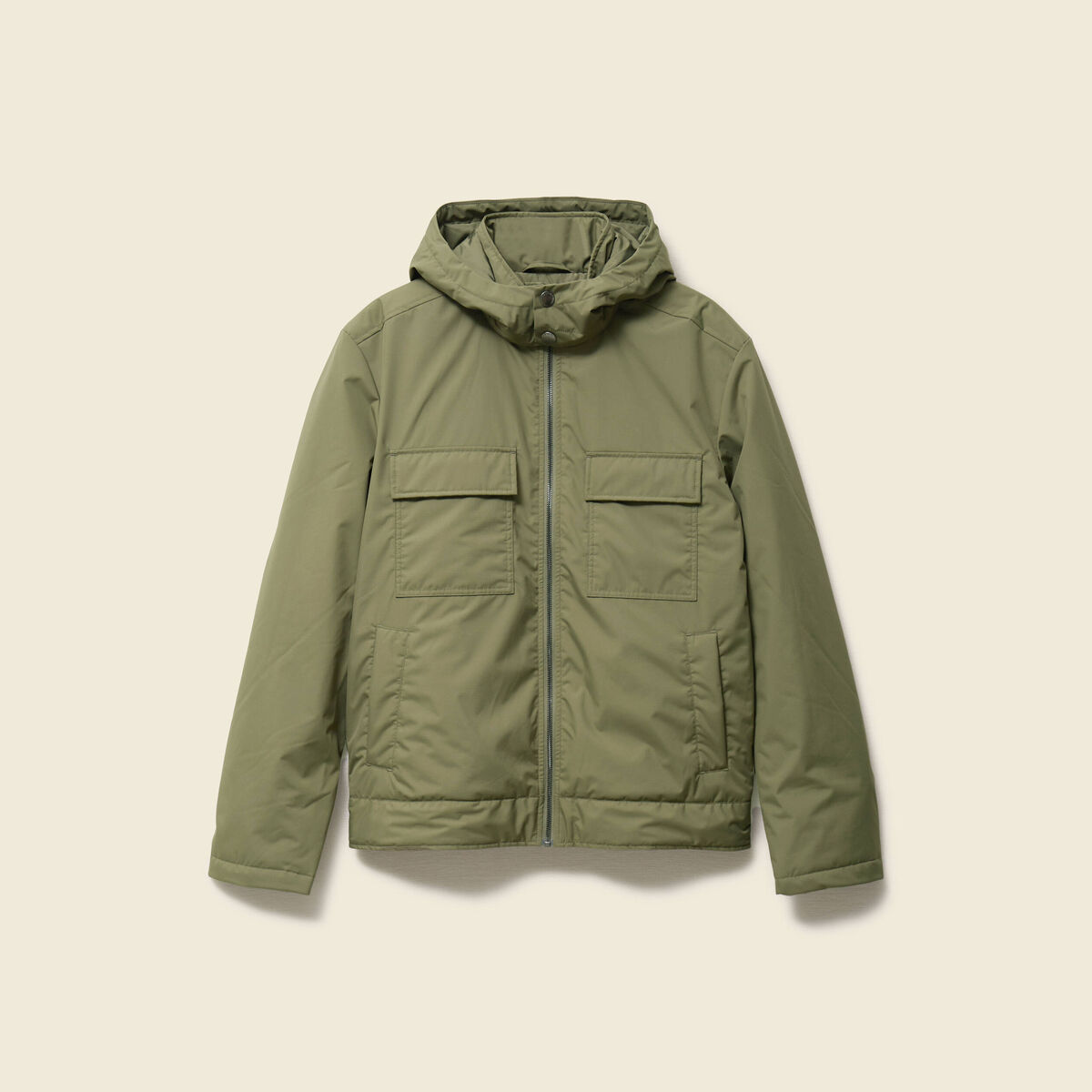 Blouson capuche doublure vert kaki homme