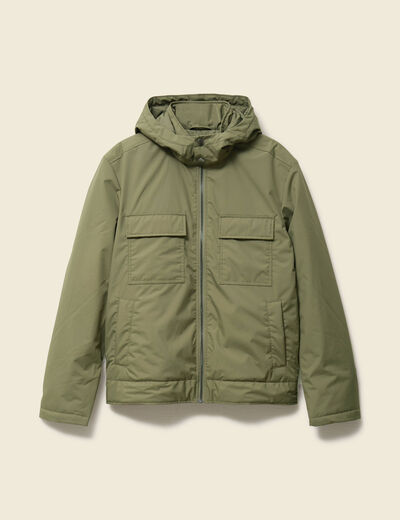 Blouson capuche doublure vert kaki homme