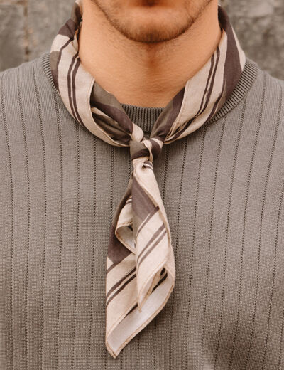 Foulard en coton beige fonce homme