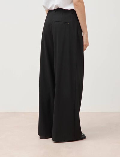 Pantalon large taille standard noir femme