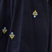 Chemise en coton avec broderie bleu marine femme