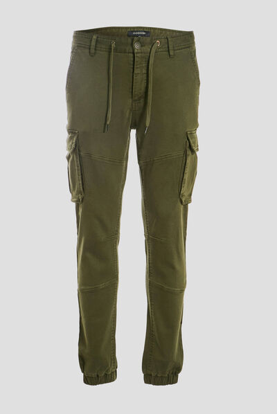 Pantalon cargo taille à cordon vert kaki homme