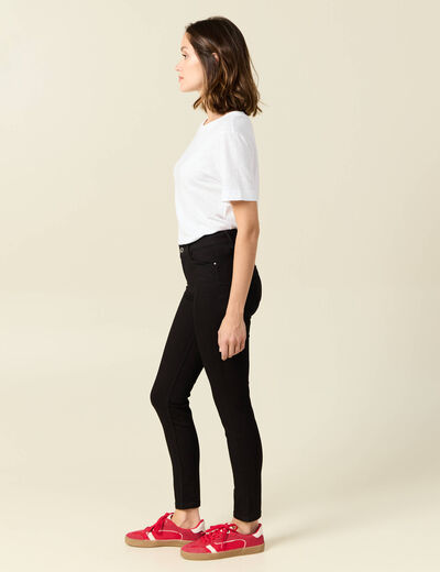 Jeans skinny push up 7/8ème denim noir femme