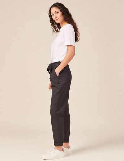 Pantalon paperbag gris femme