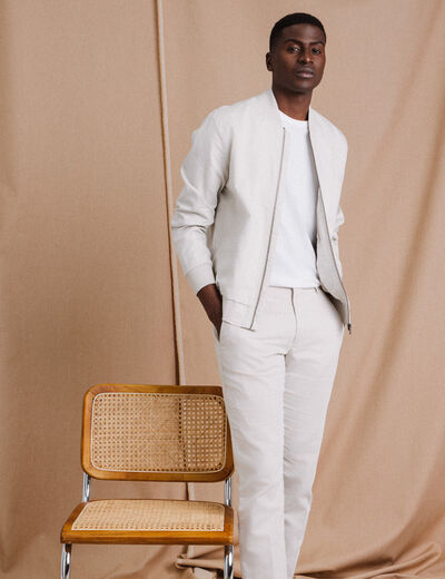 Blouson zippé col teddy sable homme