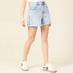 Short mom éco-responsable denim snow bleu femme