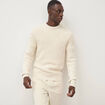 Pull col rond manches longues en coton ecru homme
