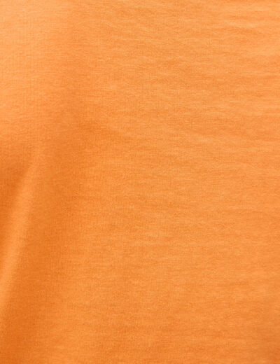 T-shirt cintr&eacute; col rond manches courtes orange clair femme