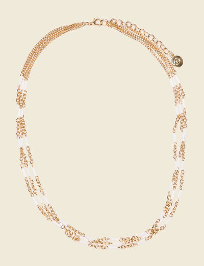 Collier multirangs à perles ecru femme