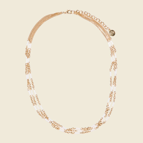 Collier multirangs à perles ecru femme
