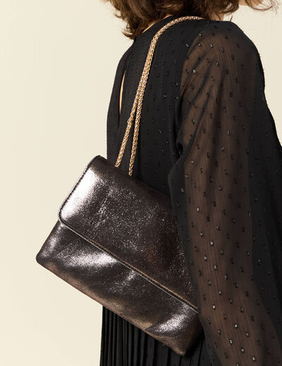 Sac métallisé noir femme