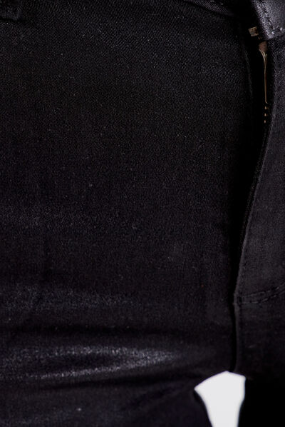 Jeans slim enduit denim noir enduit femme