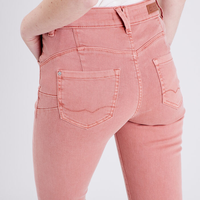 Pantalon slim effet push up rose poudrée femme