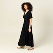 Robe longue évasée fluide noir femme