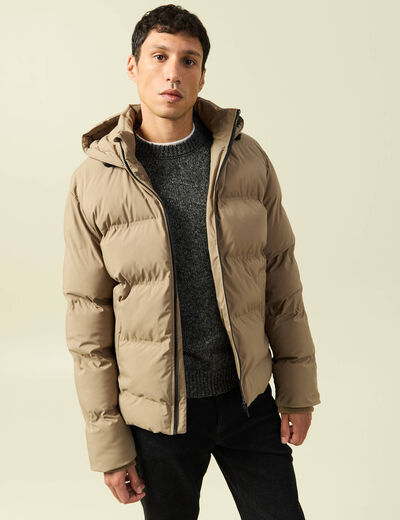 Doudoune avec capuche taupe homme