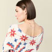 Pull col rond manches longues ecru femme