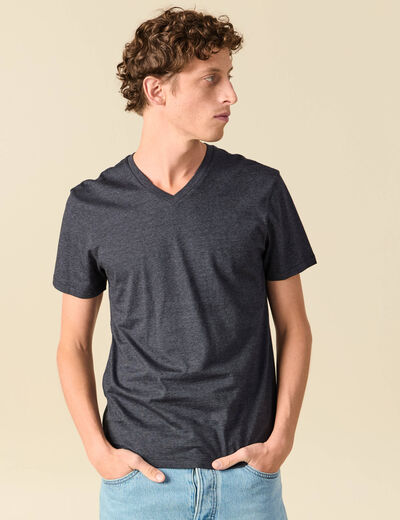 T-shirt manches courtes homme bleu fonc&eacute; homme