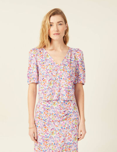 Blouse manches courtes rose femme