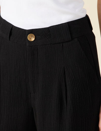 Pantalon large fluide noir femme