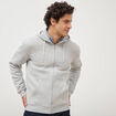 Sweat &agrave; capuche manches longues gris clair homme