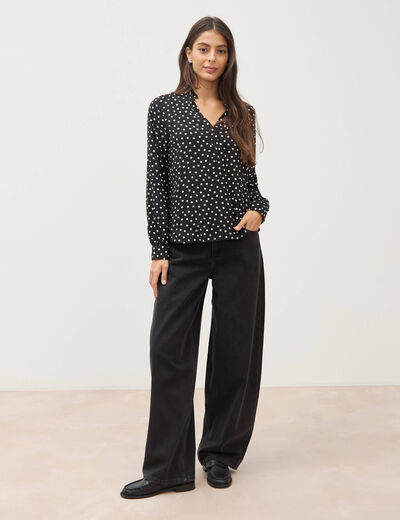 Blouse manches longues noir femme