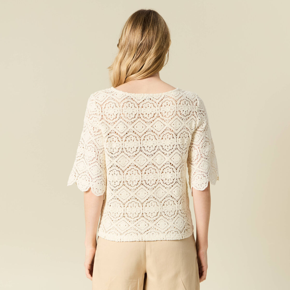 T-shirt manches courtes ecru femme