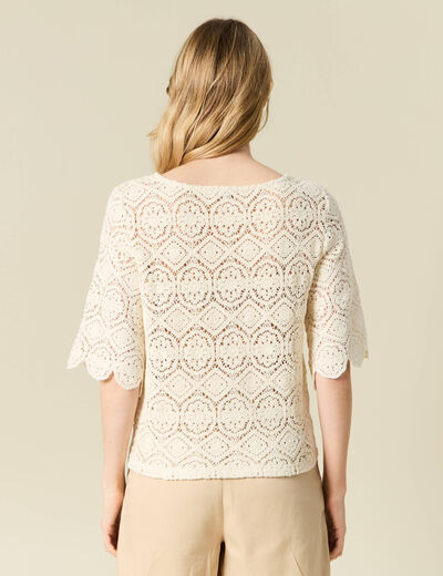 T-shirt manches courtes ecru femme