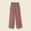 Pantalon large taille haute ray&eacute; violet femme