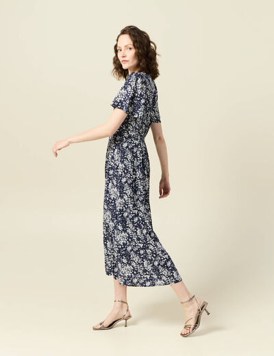 Robe longue éco-responsable bleu femme