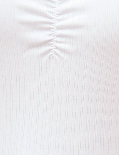 D&eacute;bardeur d&eacute;collet&eacute; &agrave; bretelles blanc femme