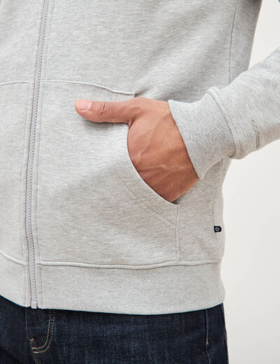 Sweat &agrave; capuche manches longues gris clair homme