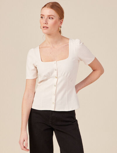 T-shirt manches courtes ecru femme