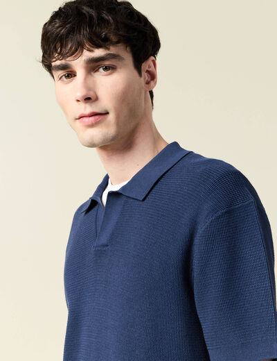 Polo cintré manches courtes bleu marine homme