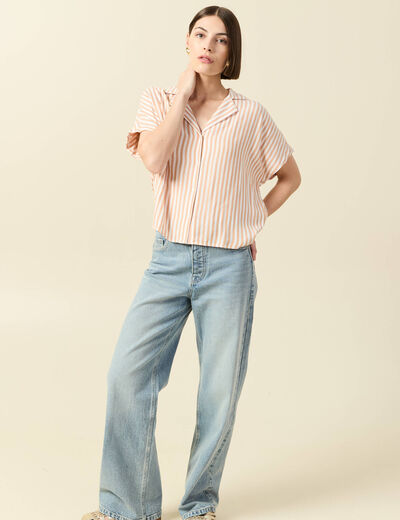 Chemise manches 3/4 orange femme