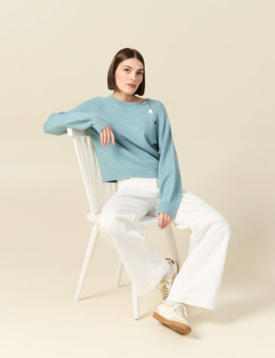 Pull manches longues col rond gris femme