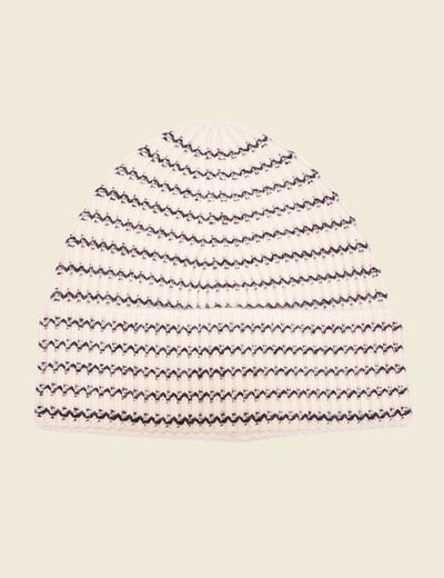 Bonnet tricoté ecru femme