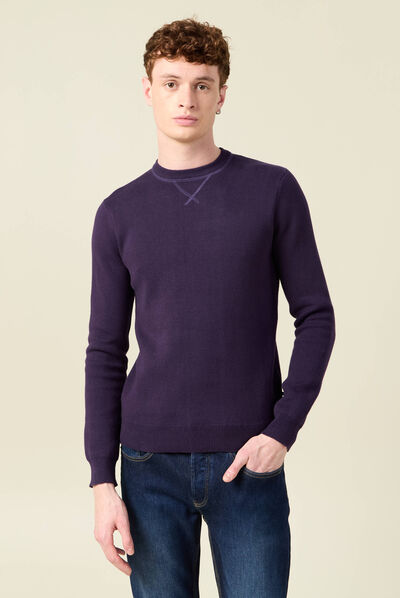 Pull manches longues violet fluo homme