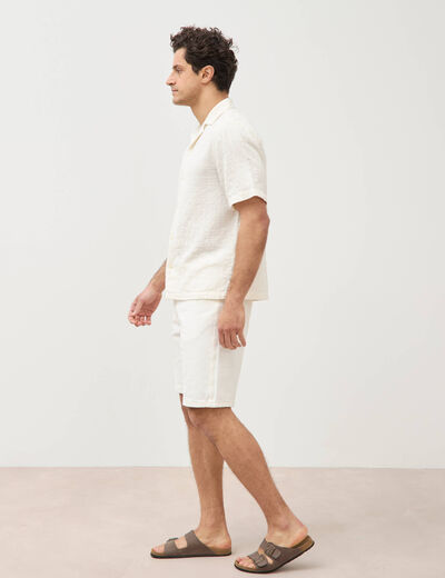 Col boyfriend manches courtes en coton ecru homme