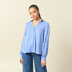 Blouse manches longues denim baby bleu femme