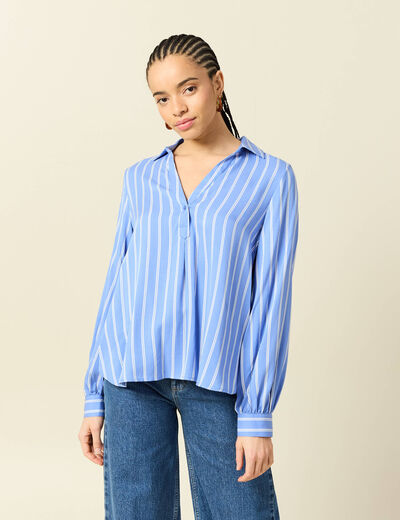 Blouse manches longues denim baby bleu femme