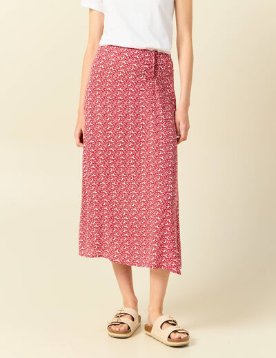 Jupe longue portefeuille rouge femme