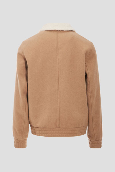 Blouson droit zippé vert kaki homme