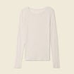 T-shirt cintr&eacute; manches longues col rond beige femme